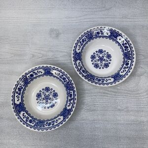 2x Royal China Vendome Hampshire Floral Dessert Salad Bowl 6.5" Blue on White